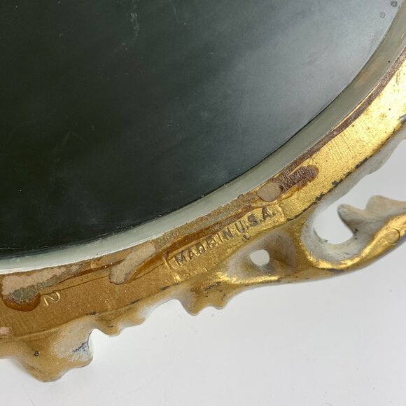 Vintage Ornate Oval Wall Mirror With Off-white Frame Mid Century Made In USA - Picture 7 of 9